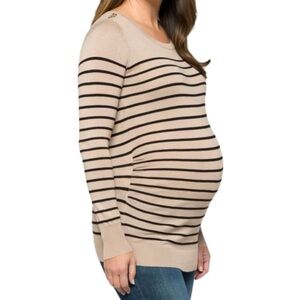Striped Button Detail Maternity Sweater